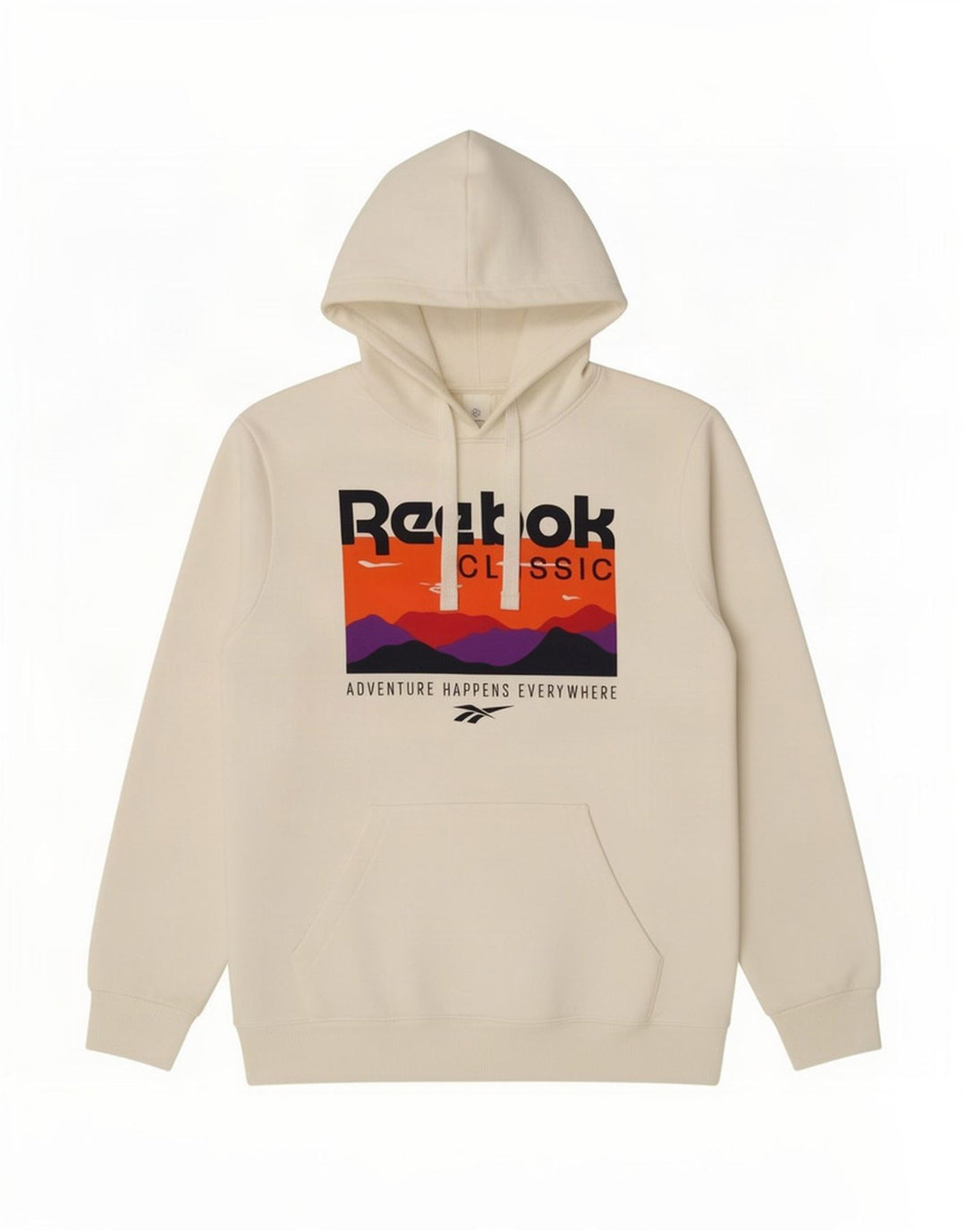 Maglione con cappuccio grafico da uomo Reebok in cotone bianco medio
