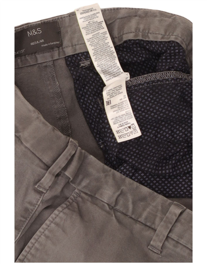 Pantaloni chino regolari da uomo Marks & Spencer W34 L31 cotone grigio
