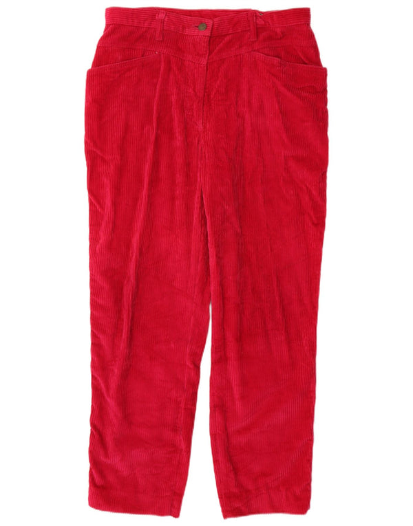 Pantaloni Benetton da donna in velluto a coste affusolati a vita alta IT 48 XL W30 L28 Rosa