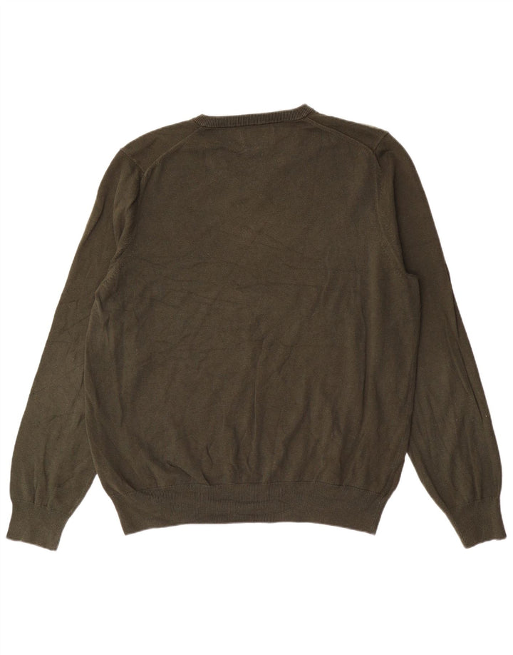 Maglione da uomo con scollo a V Marks & Spencer XL in cotone kaki