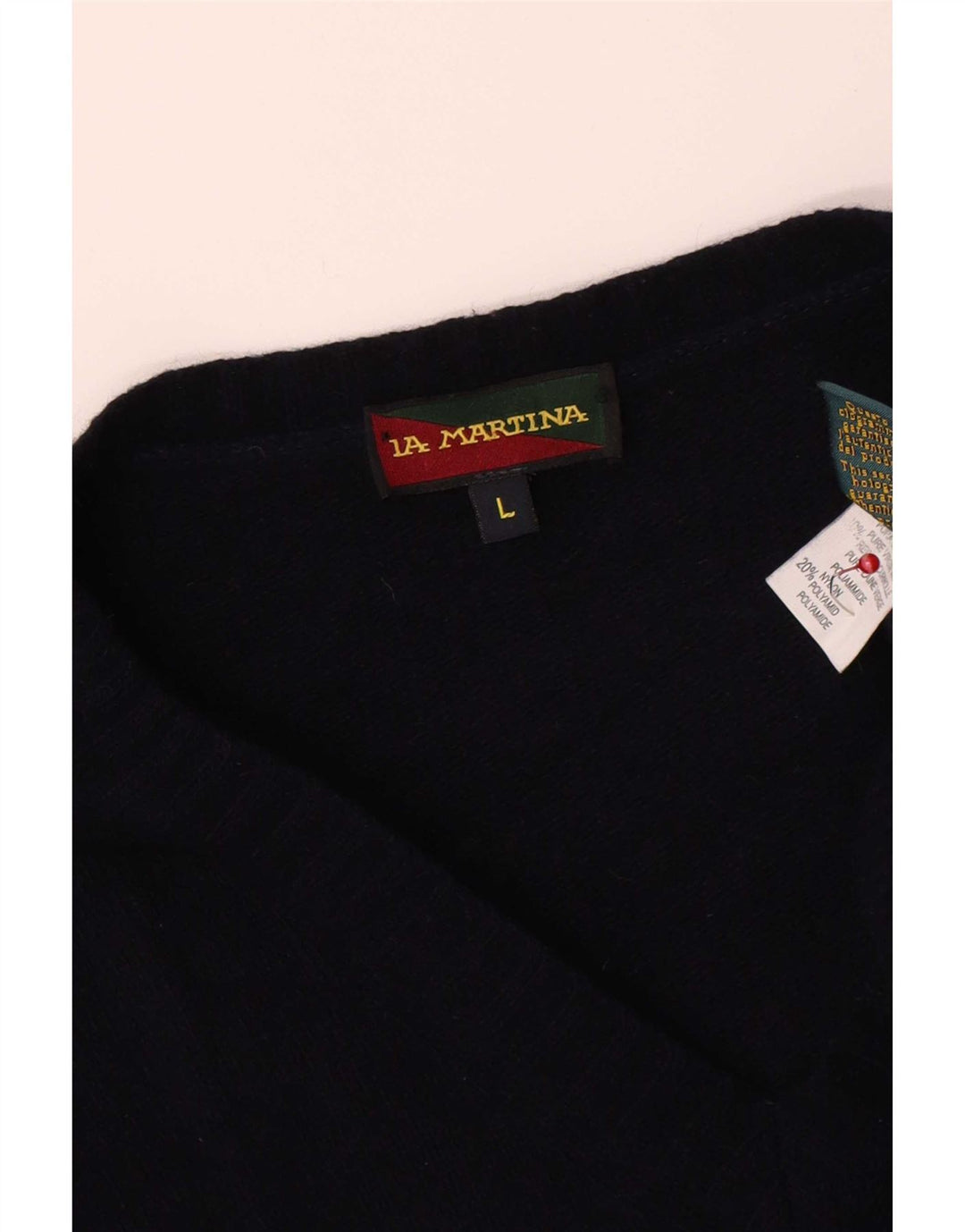 Maglione da uomo con scollo a V La Martina, grande, in lana vergine blu navy