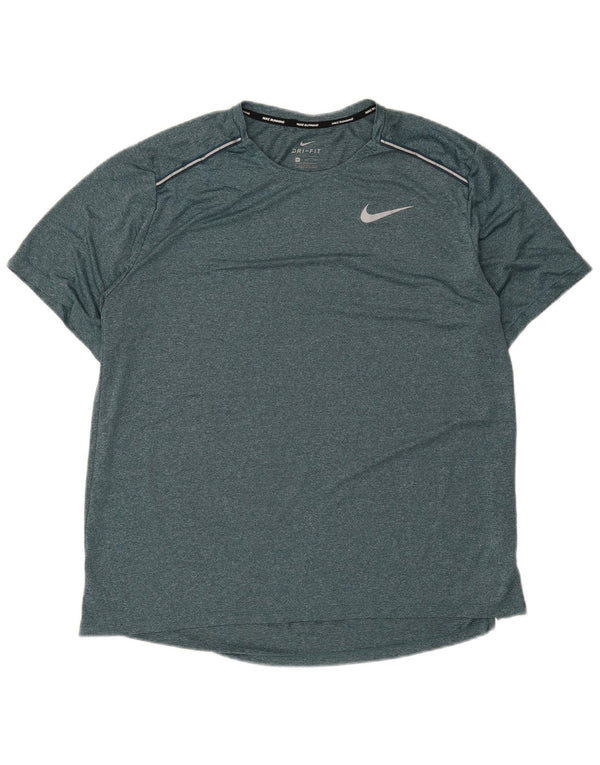 Nike - Maglietta da running da uomo, XL, in poliestere screziato, verde, sportiva