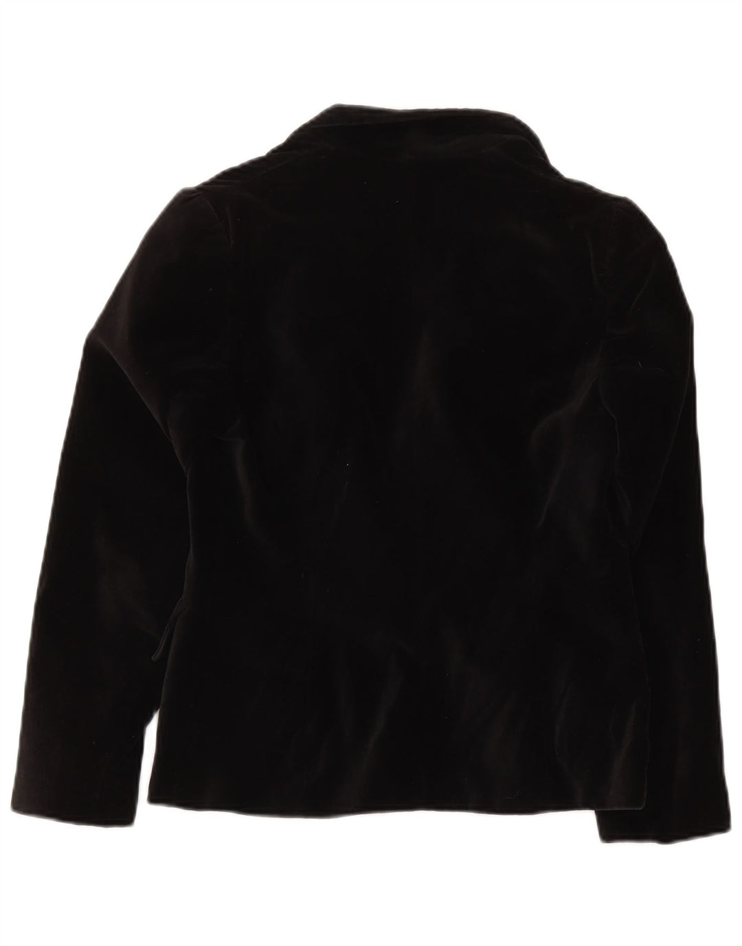 Giacca blazer in velluto da donna vintage a 1 bottone UK 10 piccola in cotone nero