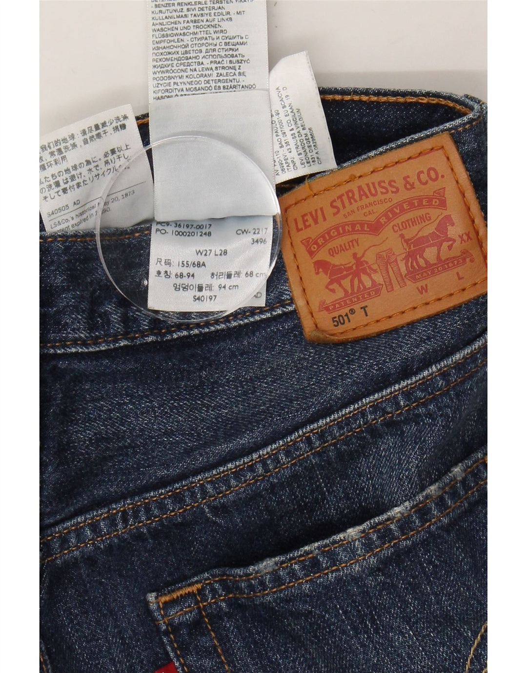 LEVI'S Womens 501 Distressed Straight Jeans W27 L28 Blue Cotton Vintage Levi's and Second-Hand Levi's from Messina Hembry 