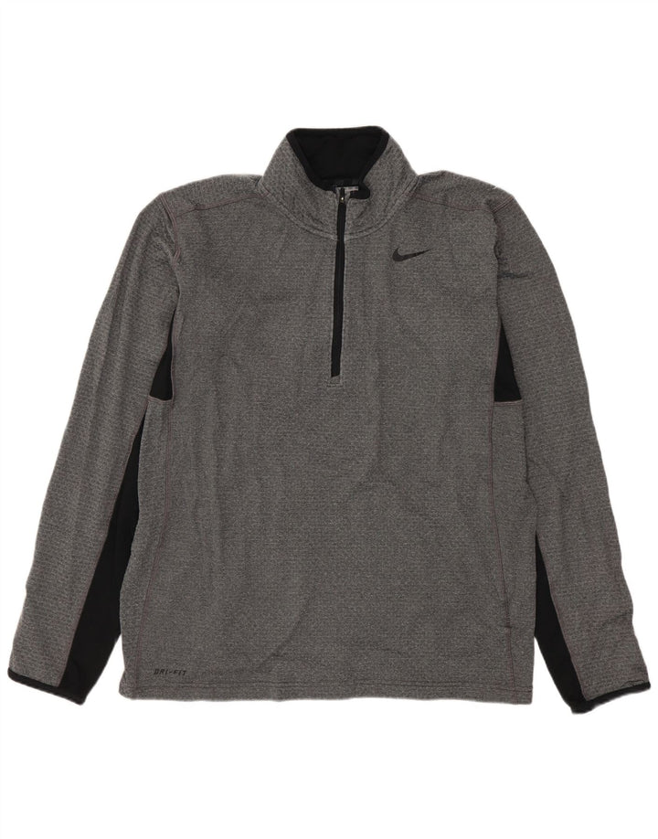 NIKE Top da tuta pullover con zip e collo Dri Fit da uomo, colore grigio medio