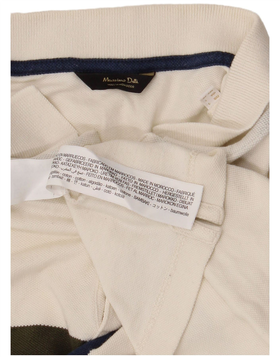 Polo da uomo Massimo Dutti piccola in cotone color block bianco sporco