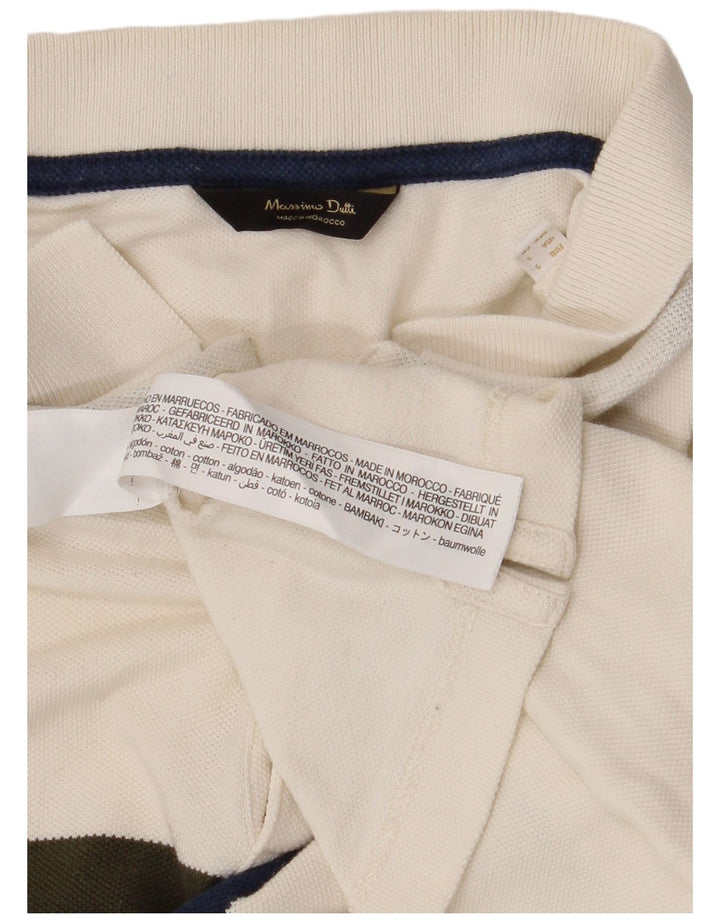 Polo da uomo Massimo Dutti piccola in cotone color block bianco sporco