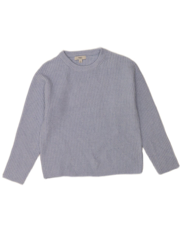 Maglione maglione con scollo a barca da donna Marks & Spencer UK 10 piccolo poliestere blu