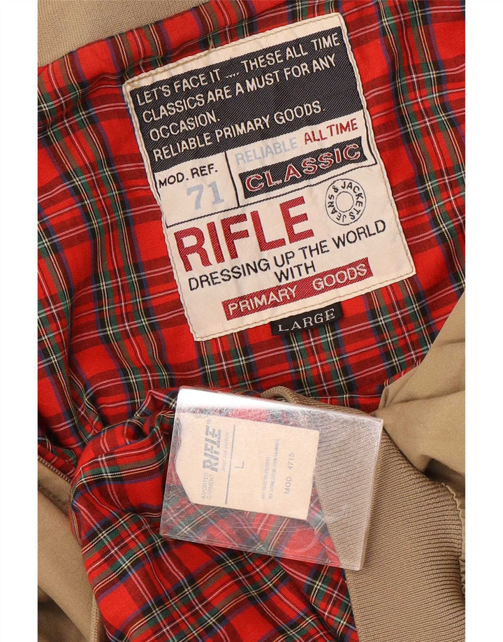 Giubbotto bomber da uomo Rifle UK 40 Large Beige Poliestere