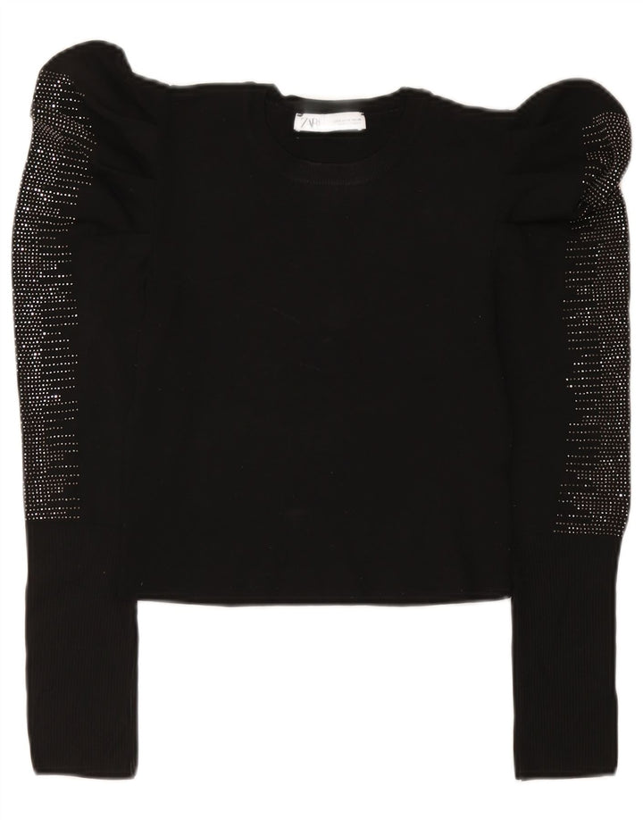 Top a maniche lunghe da donna Zara UK 12 medio nero