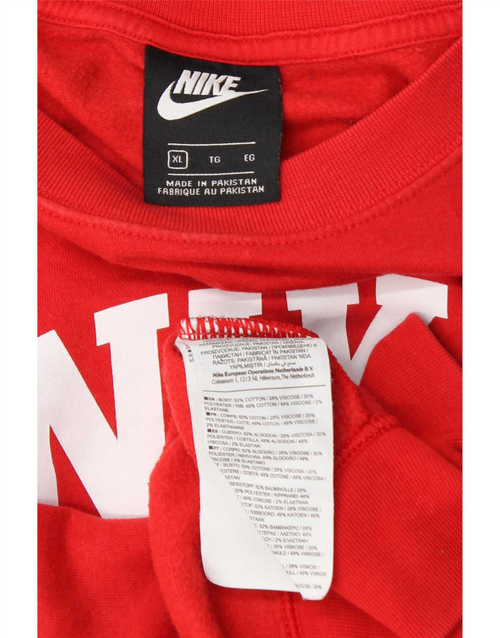 Felpa oversize con grafica Nike da donna, maglione UK 18 XL, cotone rosso