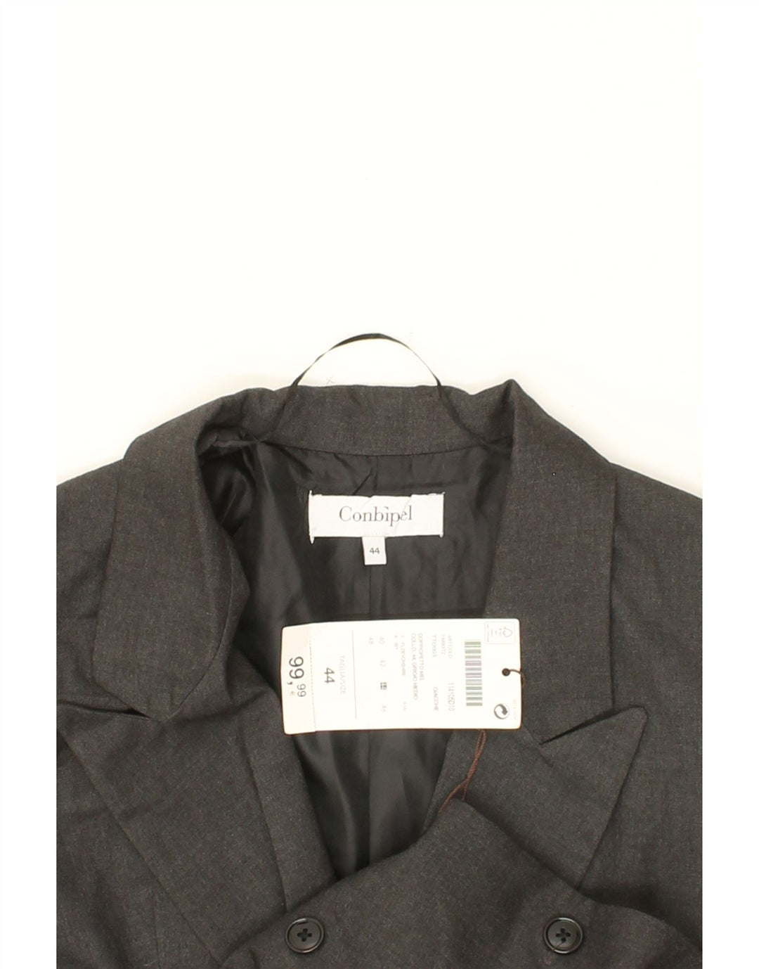 CONBIPEL Womens Double Breasted Blazer Jacket IT 44 Medium Grey Polyester Vintage Conbipel and Second-Hand Conbipel from Messina Hembry 