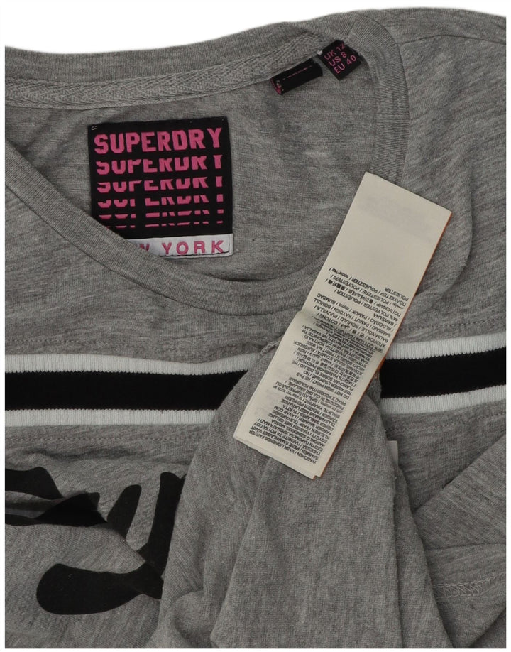 T-shirt grafica da donna Superdry Top UK 12 cotone grigio medio