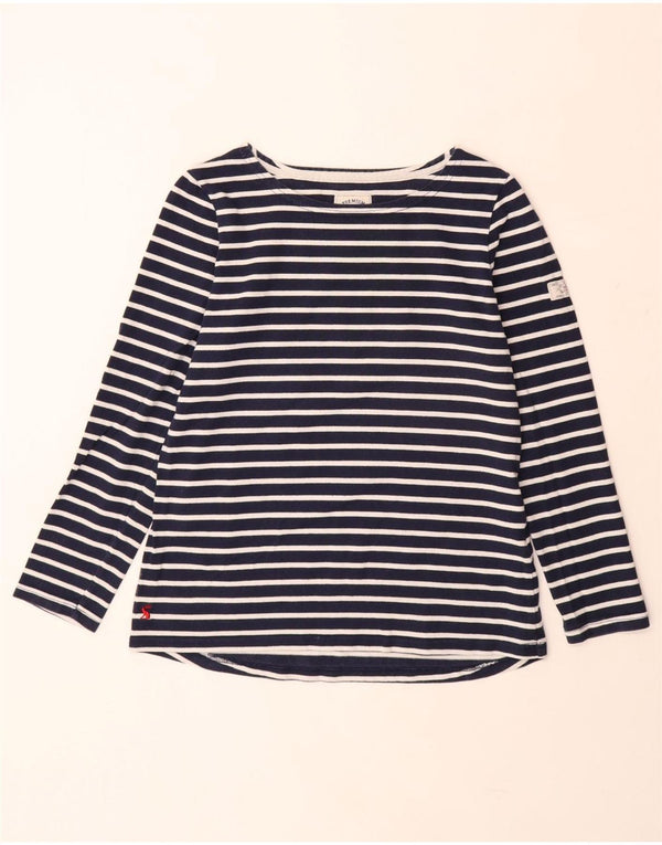 JOULES Top da donna a maniche lunghe UK 12 Medio cotone a righe blu navy