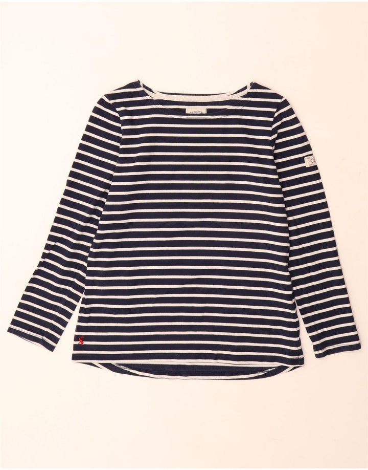 JOULES Top da donna a maniche lunghe UK 12 Medio cotone a righe blu navy