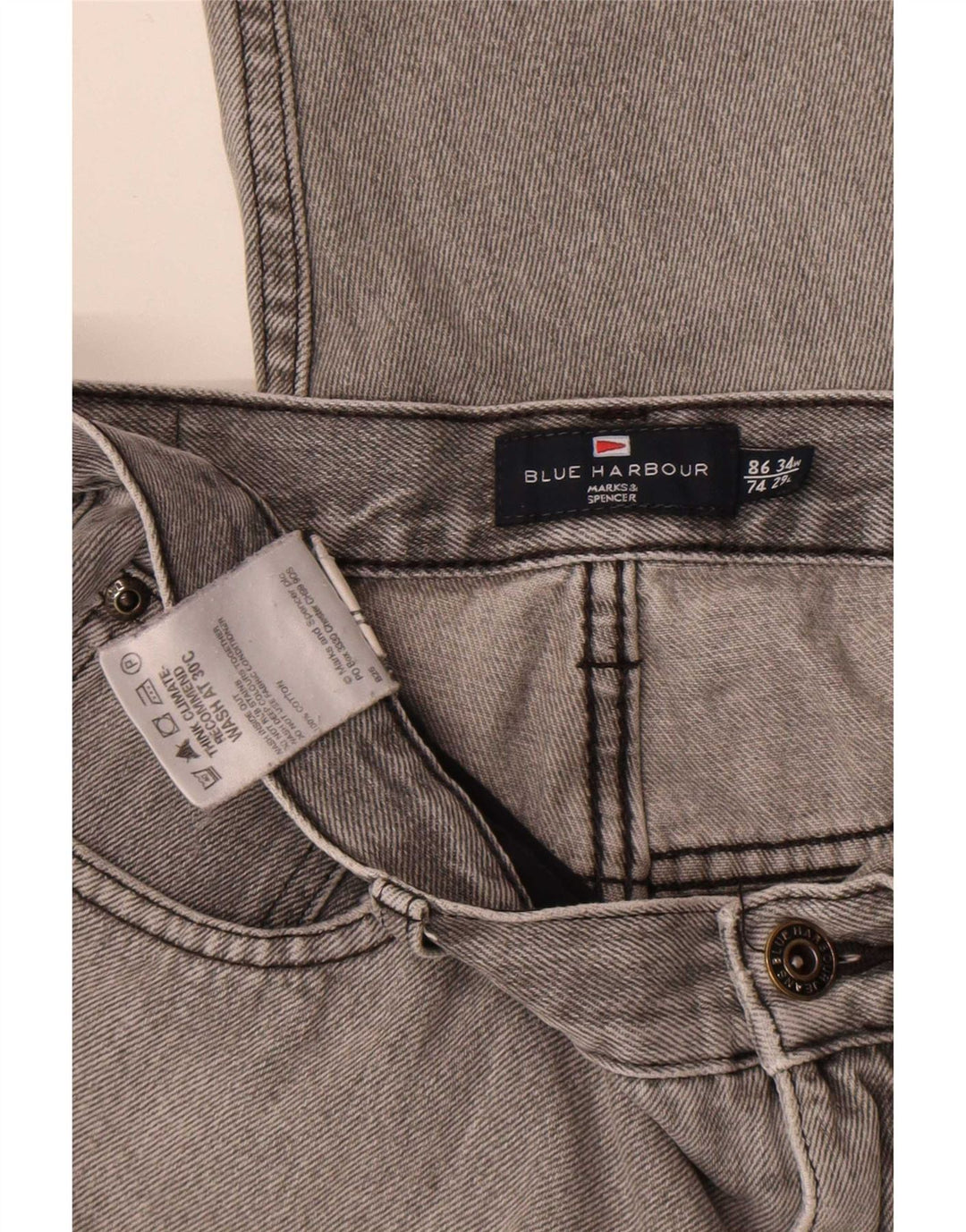 Jeans Marks & Spencer da uomo blu Harbour Capri W34 L23 cotone grigio