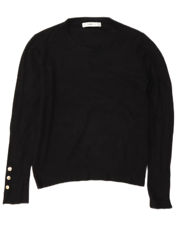 Maglione oversize con scollo a barca da donna Zara UK 10 piccolo in viscosa nera