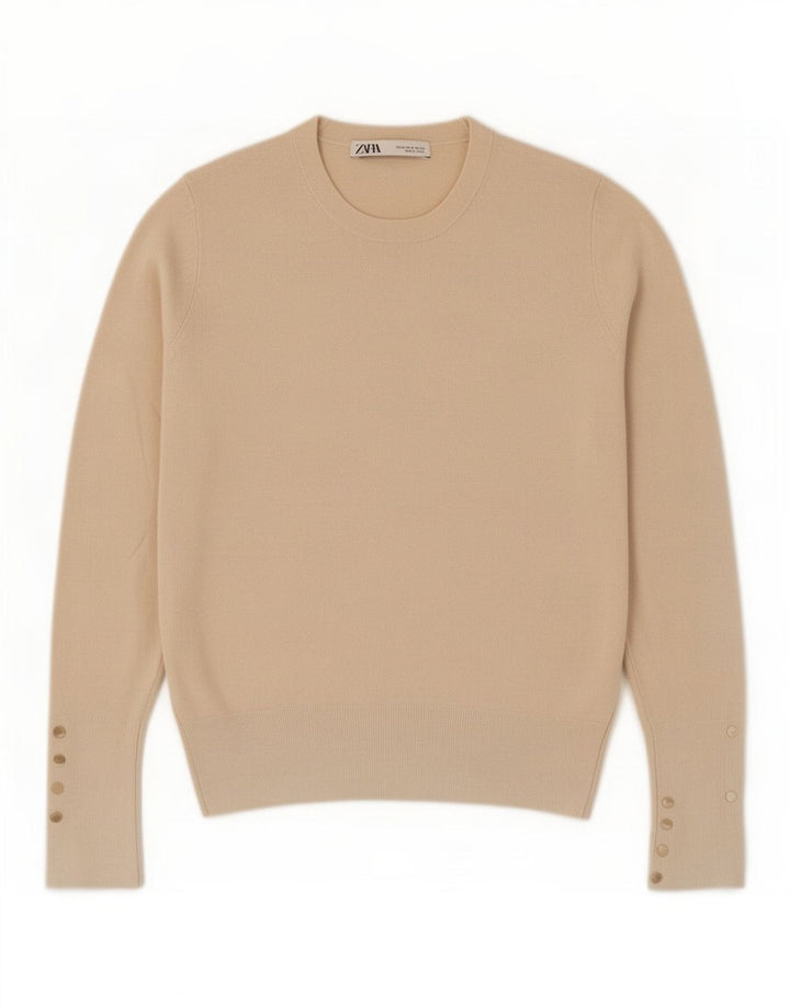Maglione maglione girocollo da donna Zara UK 12 Beige medio