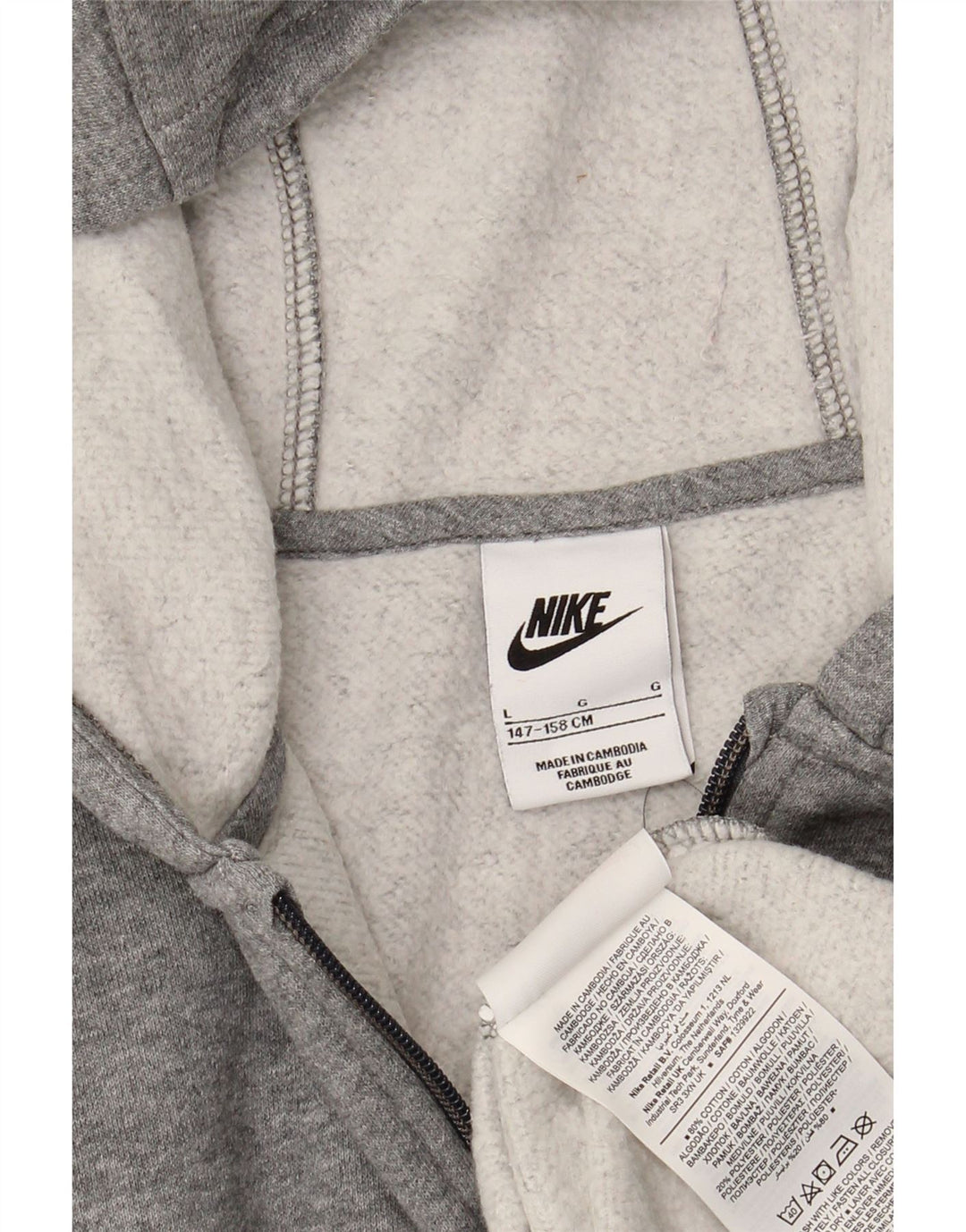 Maglione con cappuccio e zip NIKE per ragazzi 12-13 anni, grande in cotone grigio