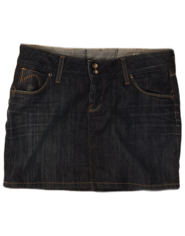 Mini gonna di jeans da donna Lee piccola W30 in cotone blu navy