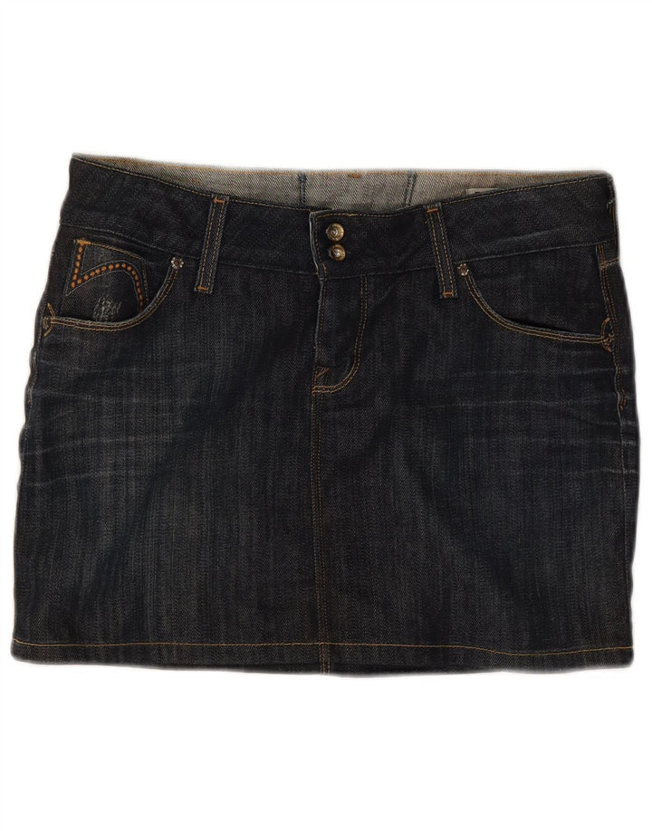 Mini gonna di jeans da donna Lee piccola W30 in cotone blu navy