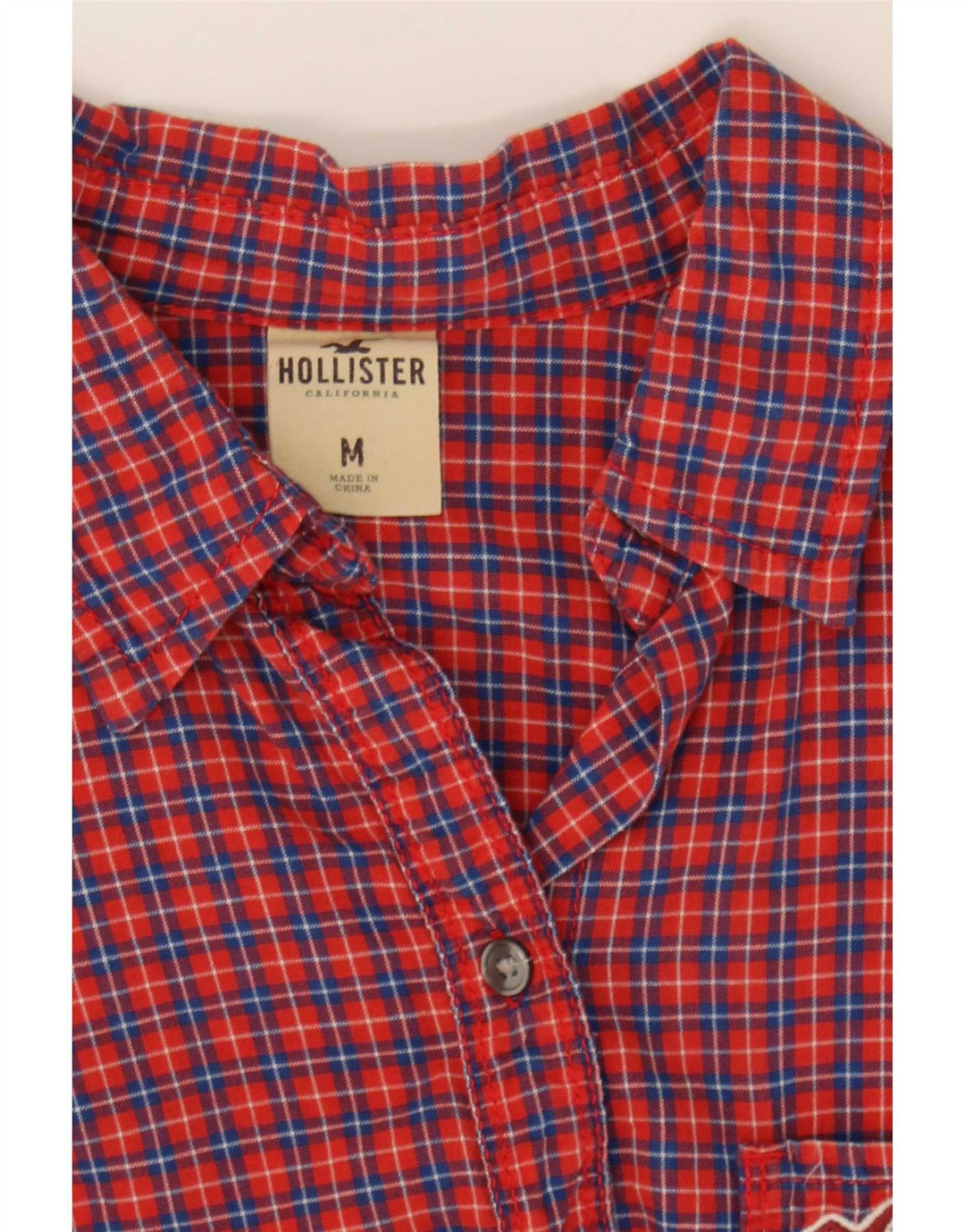 Camicia in flanella da donna Hollister UK 12 cotone medio a quadri rossi