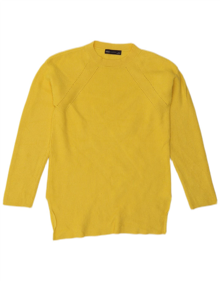 Maglione maglione girocollo da donna Marks & Spencer UK 10 piccolo giallo