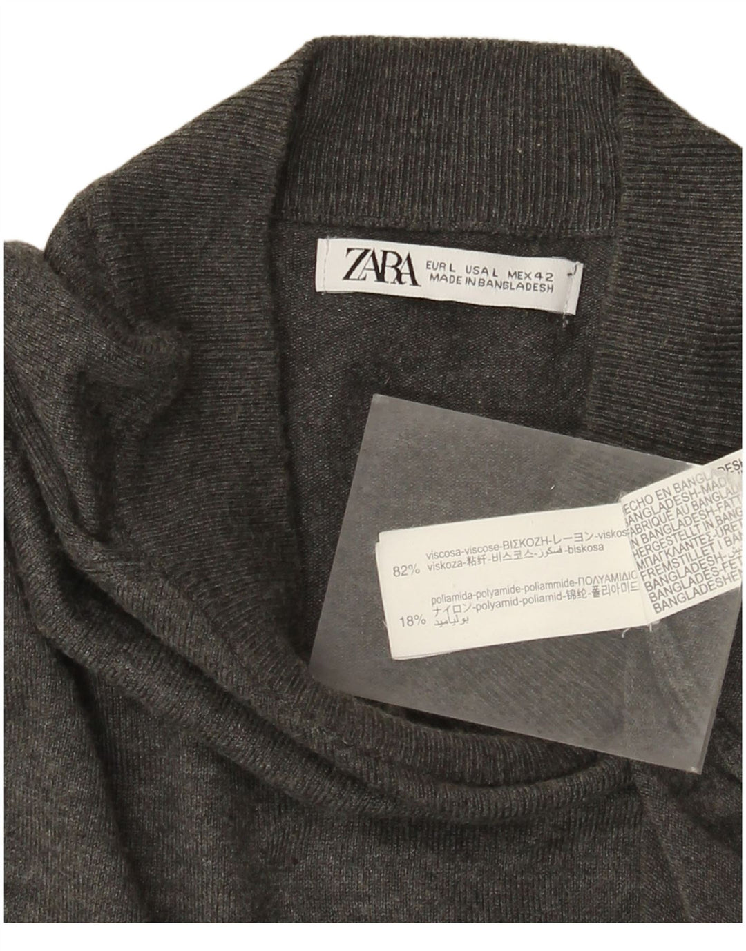 Maglione Zara da uomo con collo dolcevita grande in viscosa grigia