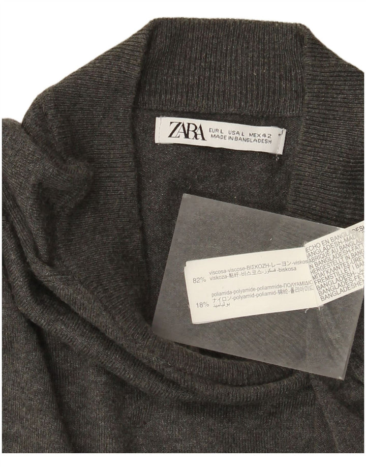 Maglione Zara da uomo con collo dolcevita grande in viscosa grigia