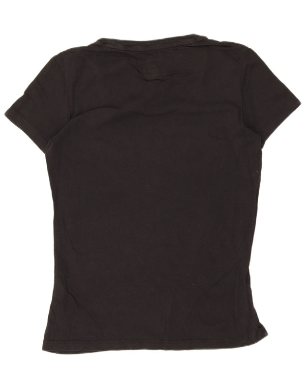 Calvin Klein Jeans T-shirt grafica da donna Top UK 14 Large Nero Cotone