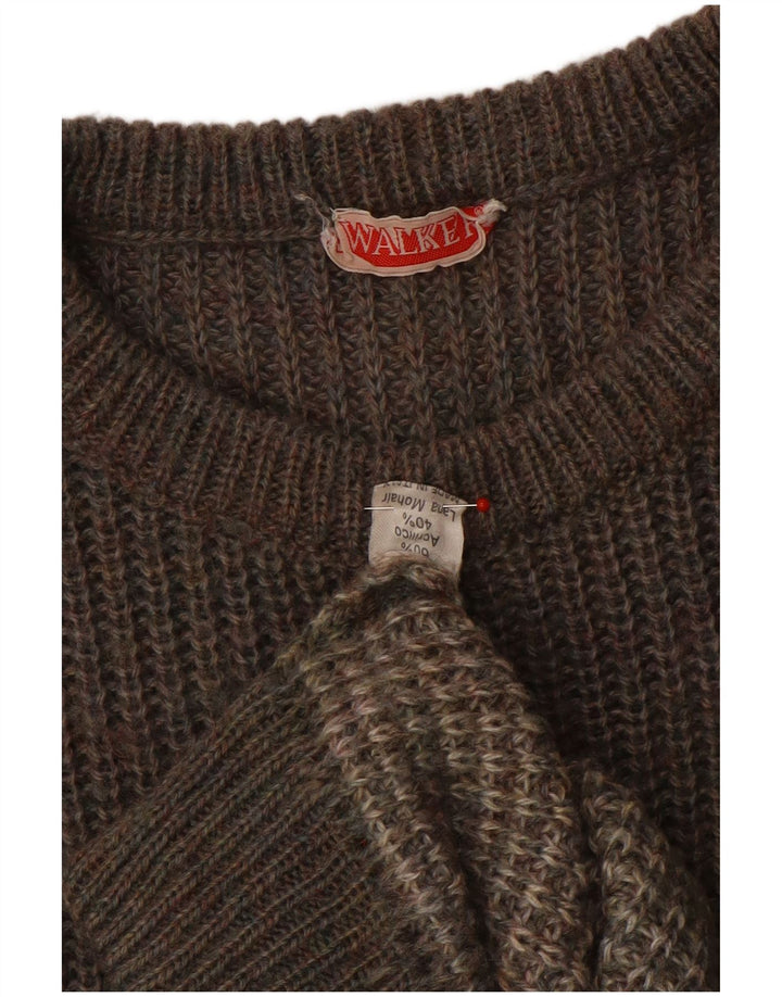 Walker Uomo Maglione Girocollo Maglione Grande Acrilico Colourblock Grigio