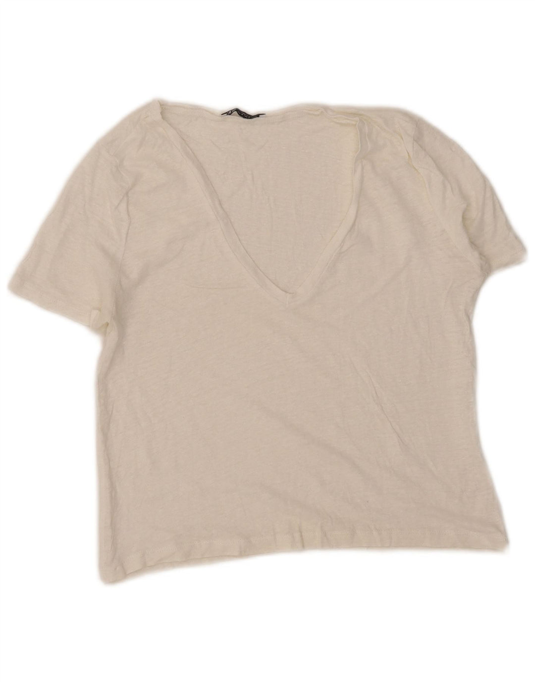 T-shirt corta da donna Zara UK 12 bianca media