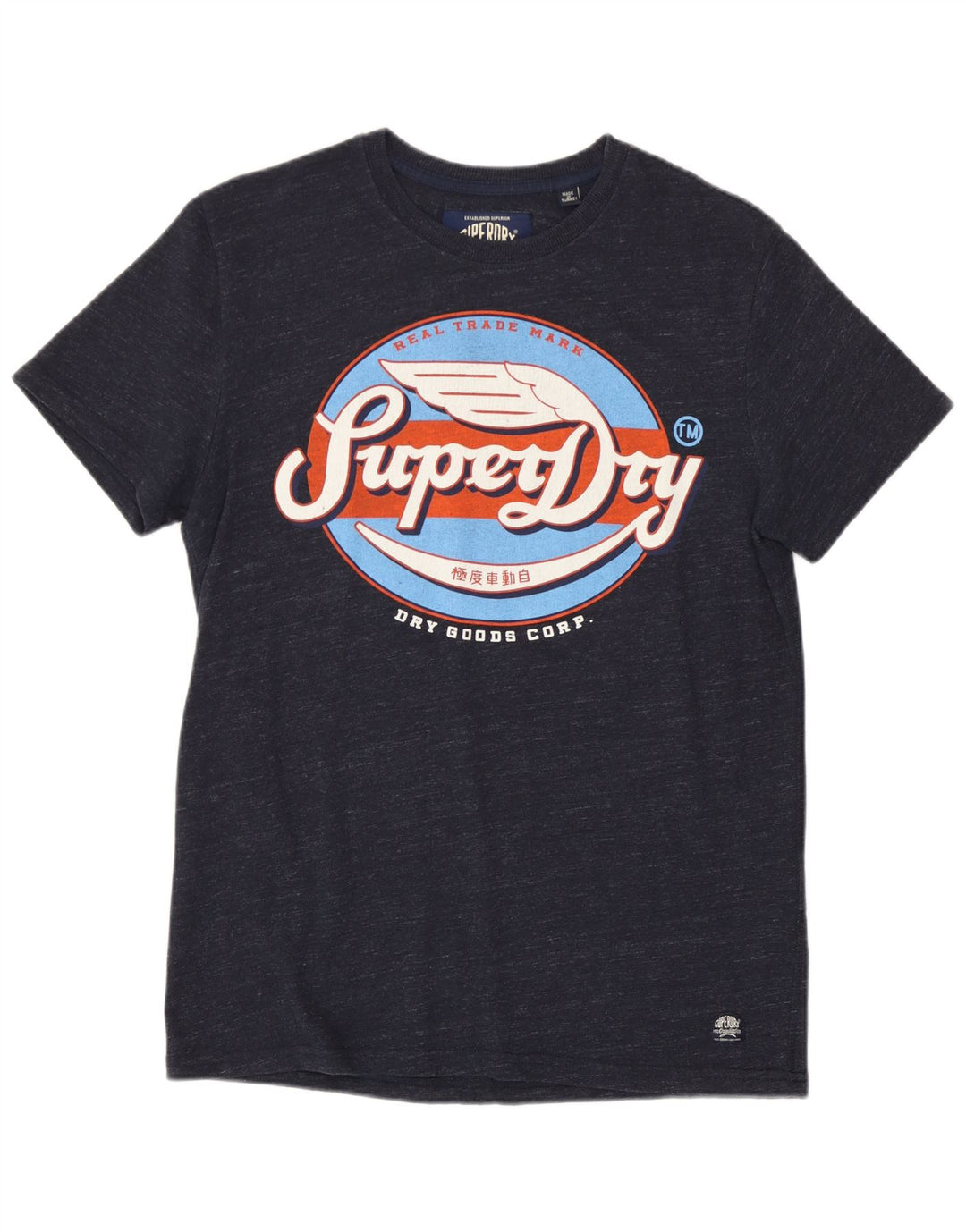 T-shirt grafica da uomo Superdry Top in cotone blu navy medio