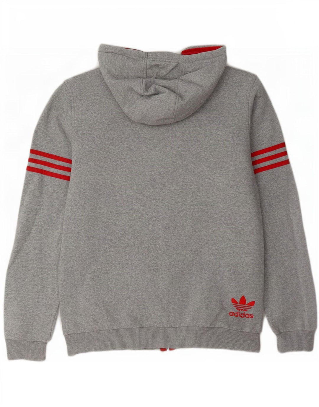 Maglione con cappuccio e zip grafica Adidas da uomo in cotone chiazzato grigio medio