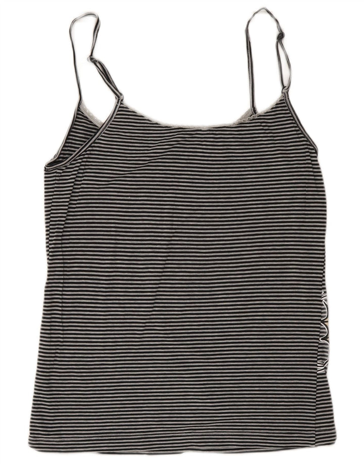 Top corto con camicetta grafica da donna Benetton UK 10 piccolo grigio a righe