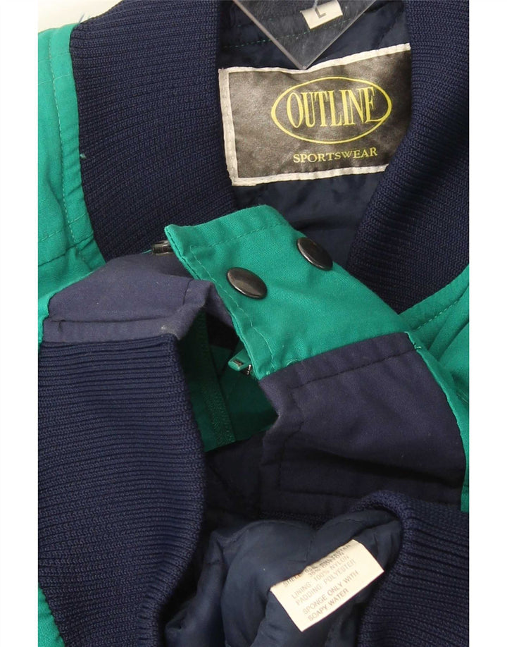 Giacca imbottita da uomo vintage UK 40 grande poliestere color block verde