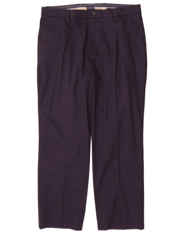 DOCKERS Pantaloni chino dritti da uomo vestibilità classica W36 L30 cotone blu navy