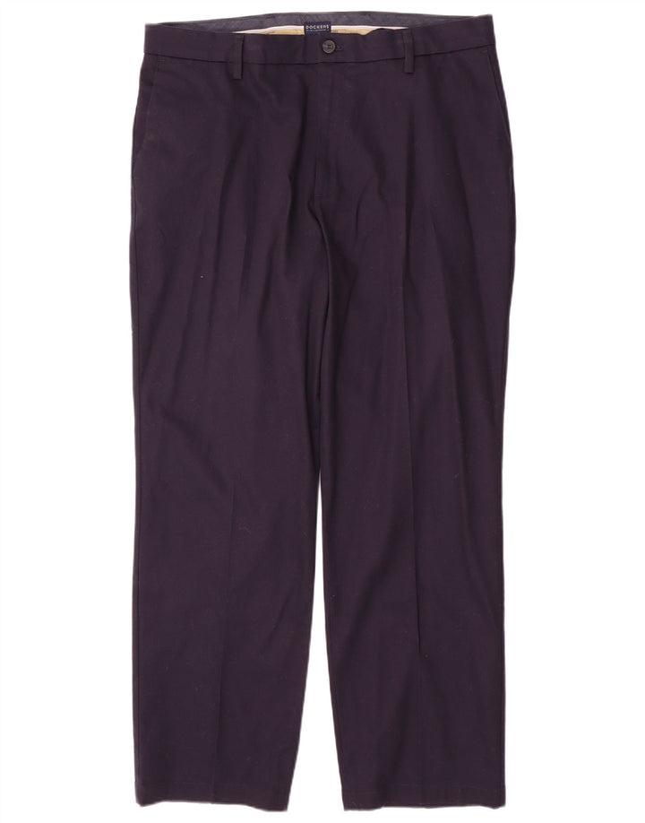 DOCKERS Pantaloni chino dritti da uomo vestibilità classica W36 L30 cotone blu navy