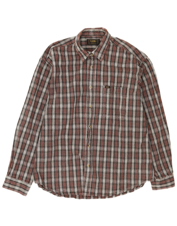 Camicia da uomo in flanella LEE XL in cotone a quadri bordeaux
