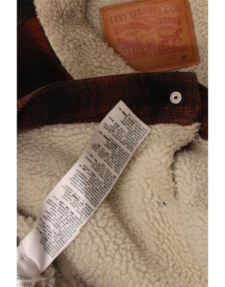 Giacca Sherpa da uomo Levi's UK 38 Poliestere medio a quadri rossi