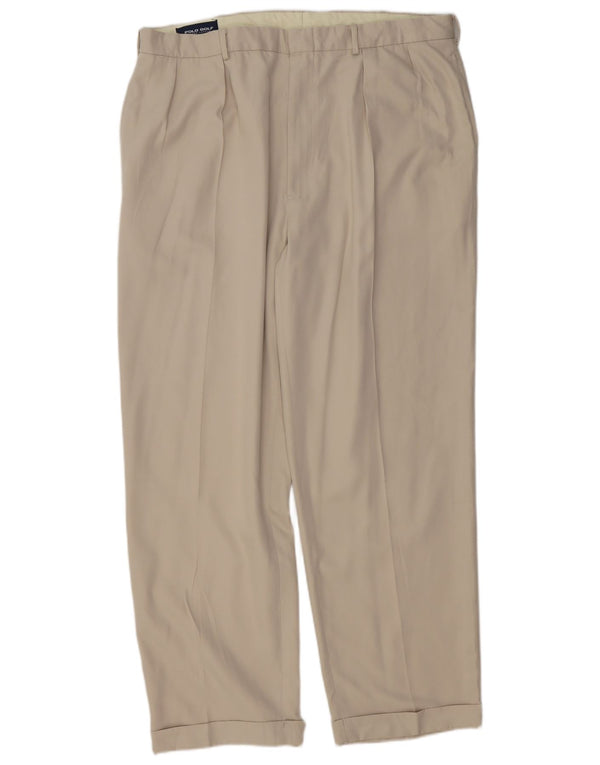 Pantaloni da completo da uomo Polo Ralph Lauren W42 L32 Poliestere beige