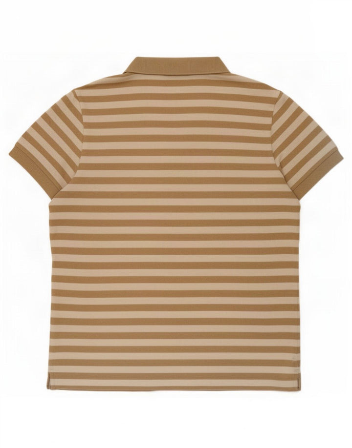 Polo da uomo Lacoste taglia 4 in cotone a righe marrone medio