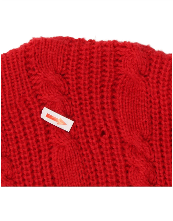 Maglione maglione vintage da donna con scollo a barca UK 12 rosso medio