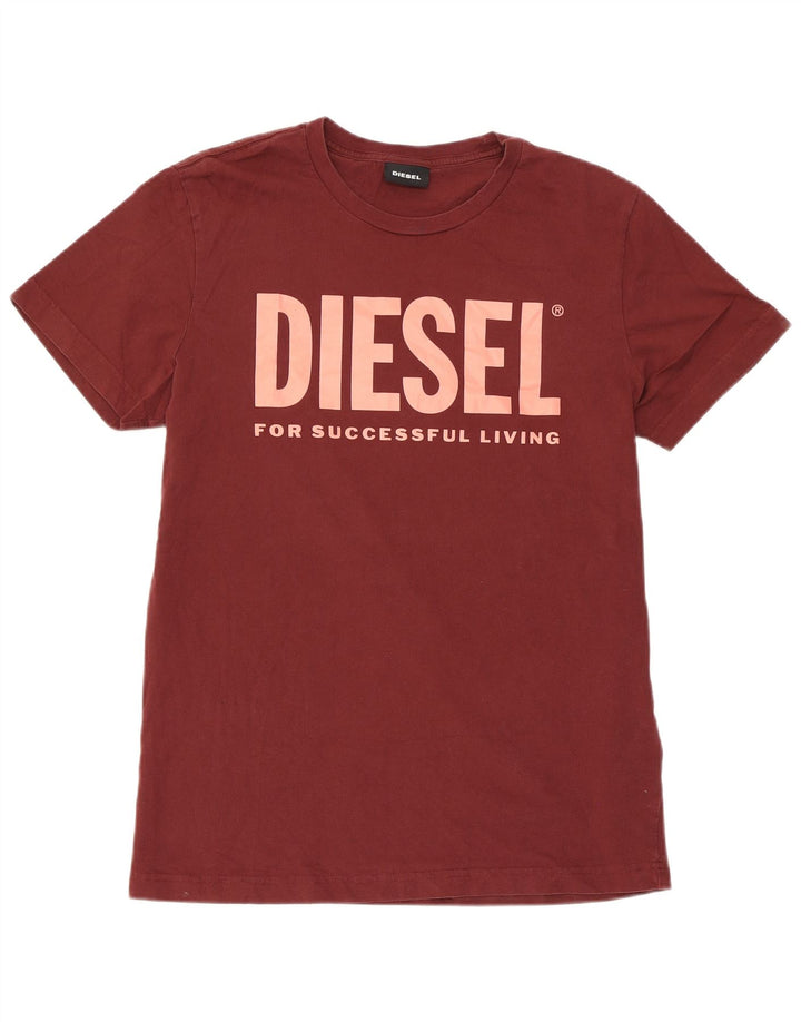 T-shirt grafica da uomo Diesel Top in cotone bordeaux medio