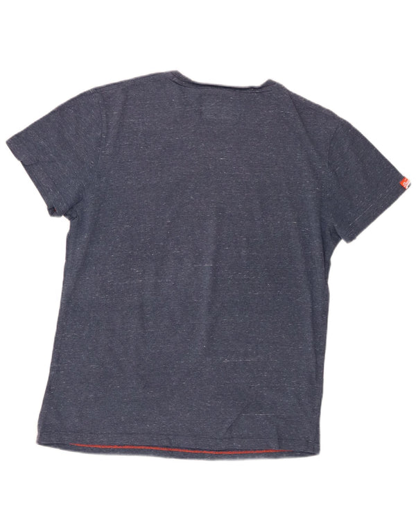 T-shirt da uomo Superdry Top grande in cotone chiazzato blu