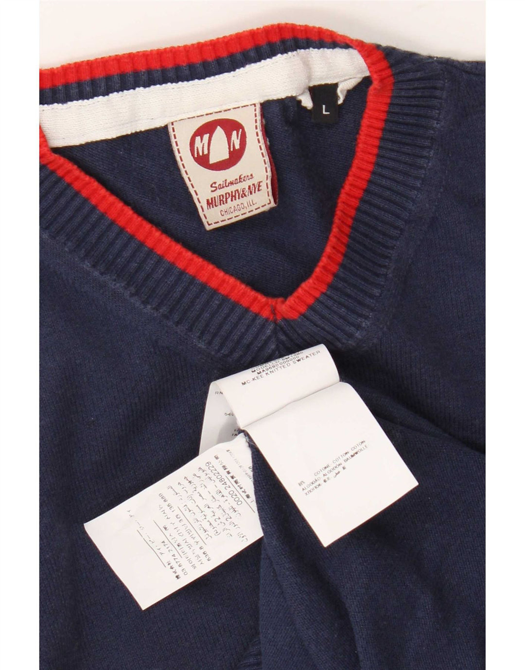 Murphy & Nye Maglione da uomo con scollo a V Sailmakers Grande cotone blu navy