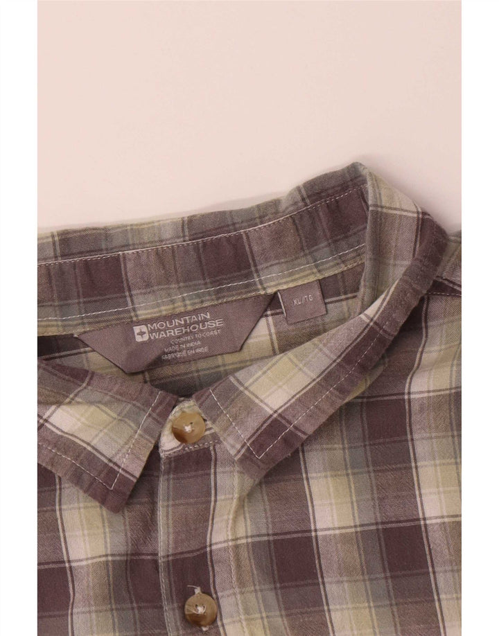 Camicia a maniche corte da uomo Mountain Warehouse XL in cotone grigio a quadri