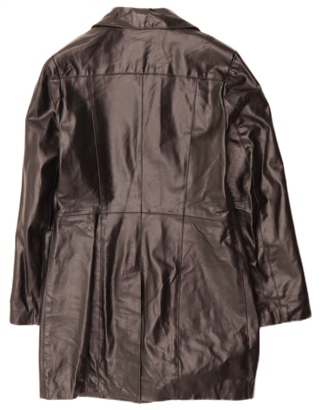 Cappotto in pelle vintage da donna UK 10 piccolo nero
