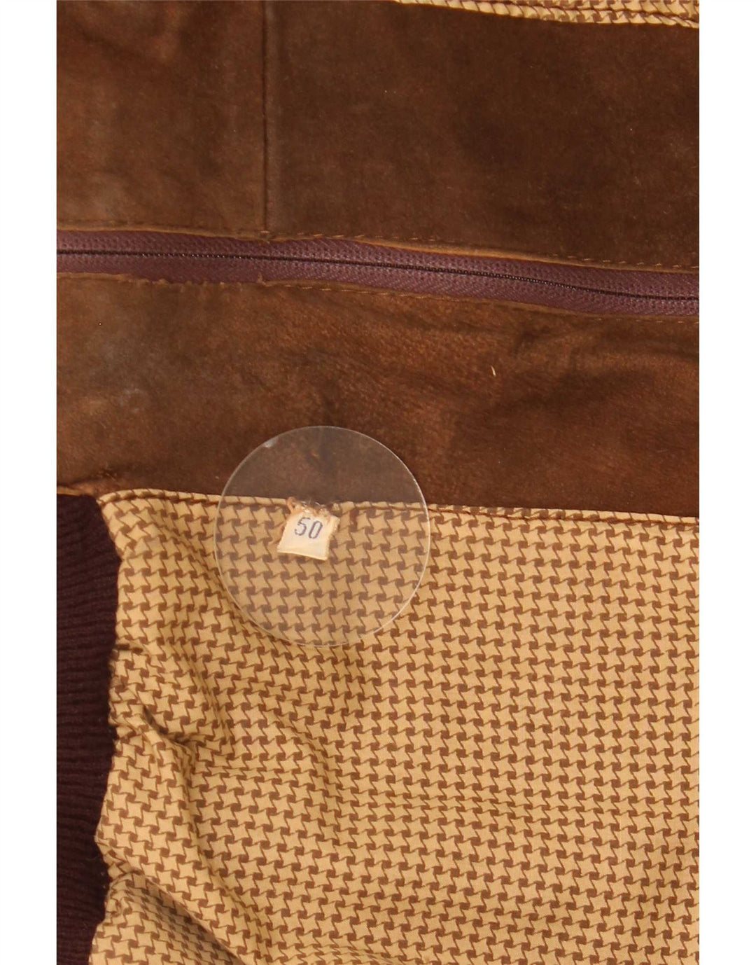 Giubbotto bomber vintage in pelle scamosciata da uomo IT 50 grande marrone