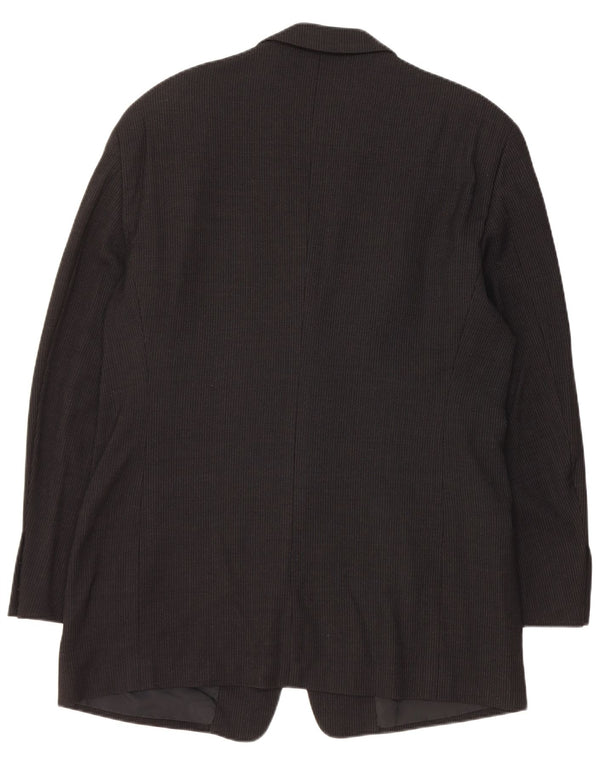 Giorgio Armani Mens 3 Button Blazer Jacket IT 54 XL Black Pinstripe